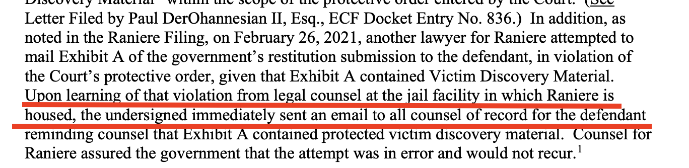 Prosecution letter admitting BOP intercepted privileged legal mail