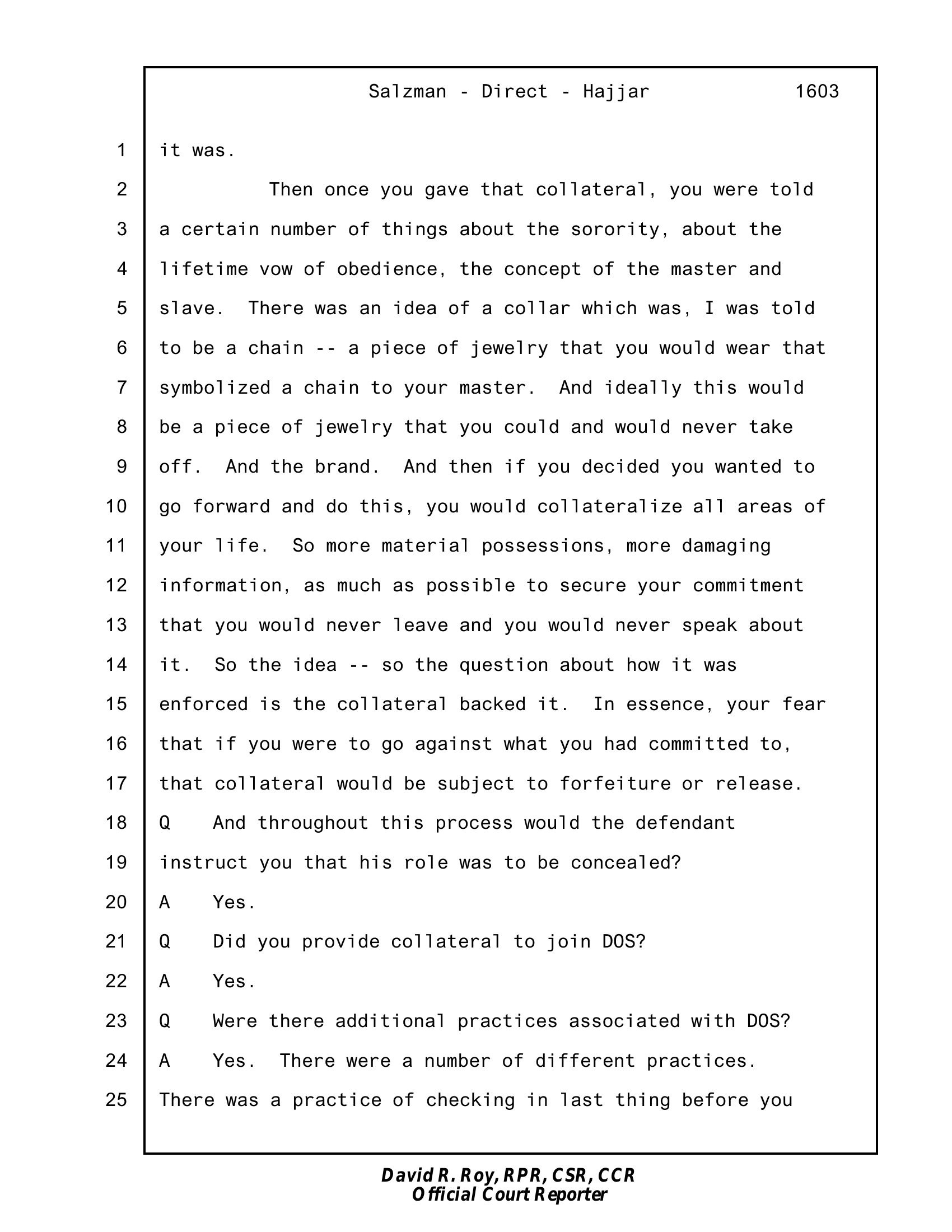 Salzman Tr. 1603 — Step 2, collateralize to commit